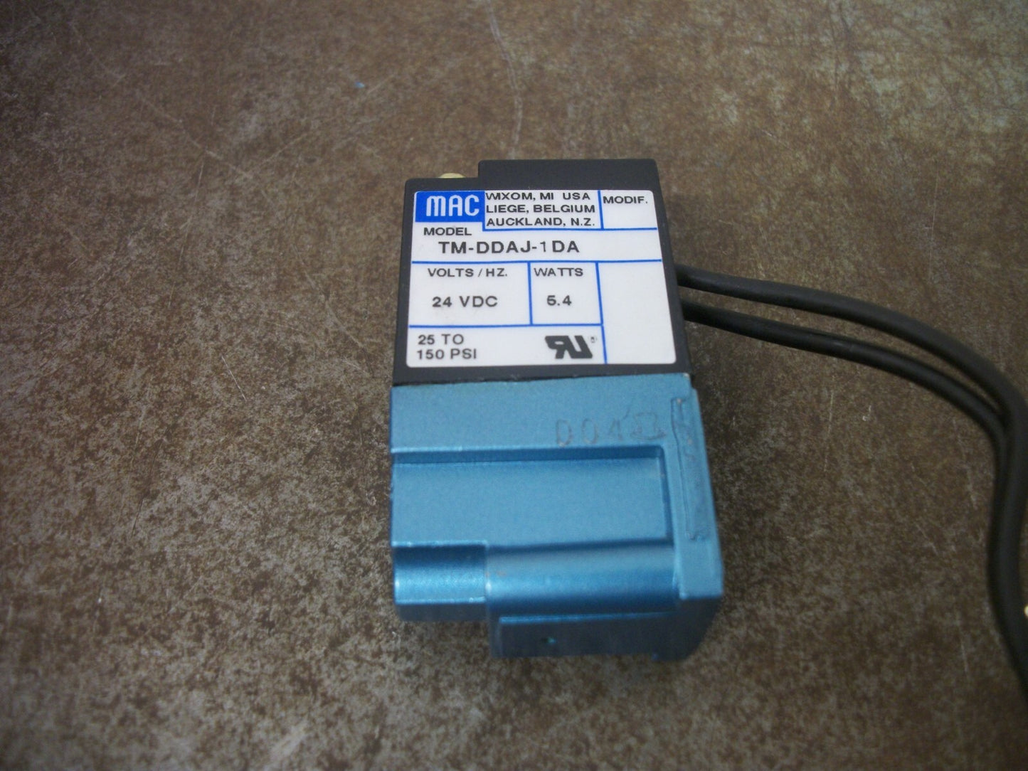 MAC SOLENOID VALVE TM-DDAJ-1DA 24VOLT 5.4W 150PSI NOB