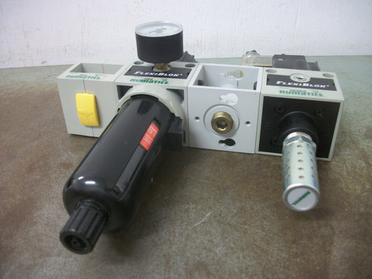 NUMATICS FLEXIBLOK PNEUMATIC REGULATOR/FILTER/SHUT-OFF VALVE COMBO S22E-03BKLM