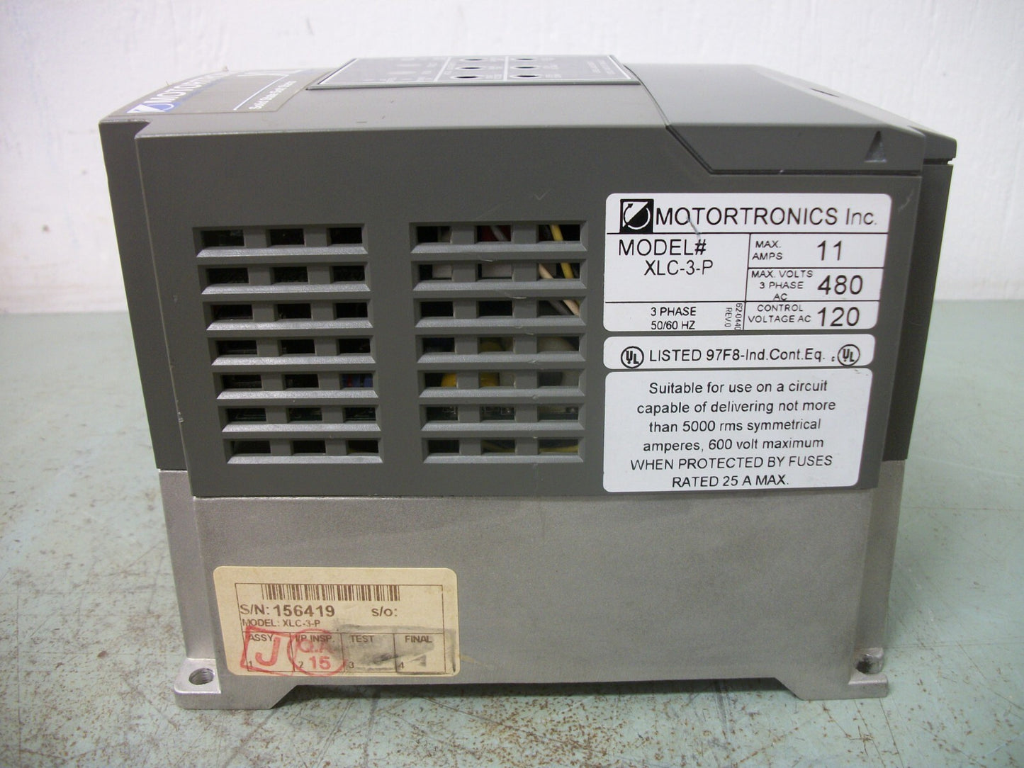 MOTORTRONICS XL SOLID STATE SOFT START DRIVE XLC-3-P 480VOLT 11AMP 3PH NOB