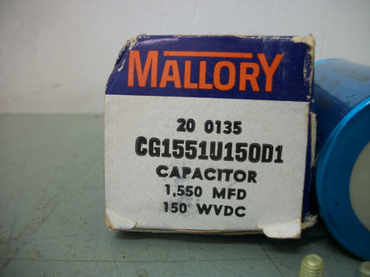 MALLORY 1550MFD CAPACITOR CG1551U150D1 150WVDC NIB