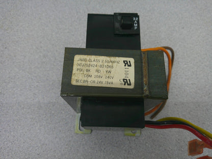 AAON 75VA 1PH TRANSFORMER NTJ752424-B21D65 HV 208X240 LV 24
