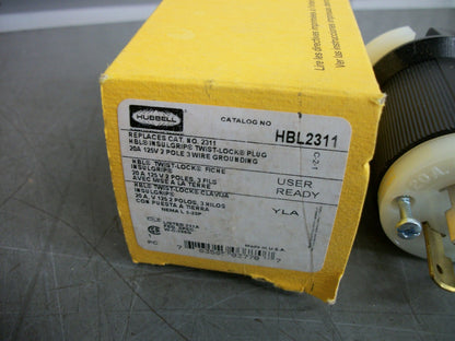 HUBBELL TWIST-LOCK PLUG HBL2311 20AMP 125VOLT 2P 3W GRND NIB