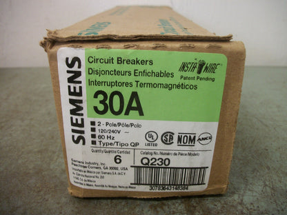 SIEMENS QP CIRCUIT BREAKER Q230 30AMP 240VOLT 2POLE NOB