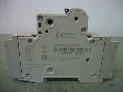 SIEMENS HSJ MINI CIRCUIT BREAKER 5SJ4102-8HG41 2AMP 277VOLT 1POLE