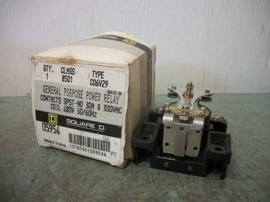 SQUARE D GENERAL PURPOSE POWER RELAY 8501CO6V29 480VCOIL 10AMP 600VOLT NIB