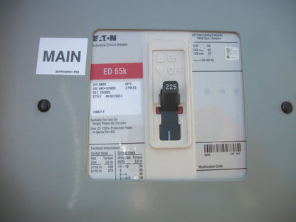 CUTLER-HAMMER PRL1A PANELBOARD INTERIOR EZB2048R 225A 208Y/120V 3PH 225A MAIN