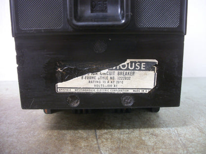 WESTINGHOUSE AB DE-ION F-FRAME CIRCUIT BREAKER 1222032 15AMP 600VOLT 3POLE