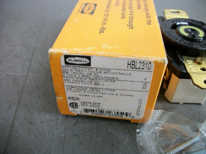 HUBBELL TWIST-LOCK RECEPTACLE HBL2310 20AMP 125VOLT 2P 3W GRND NIB