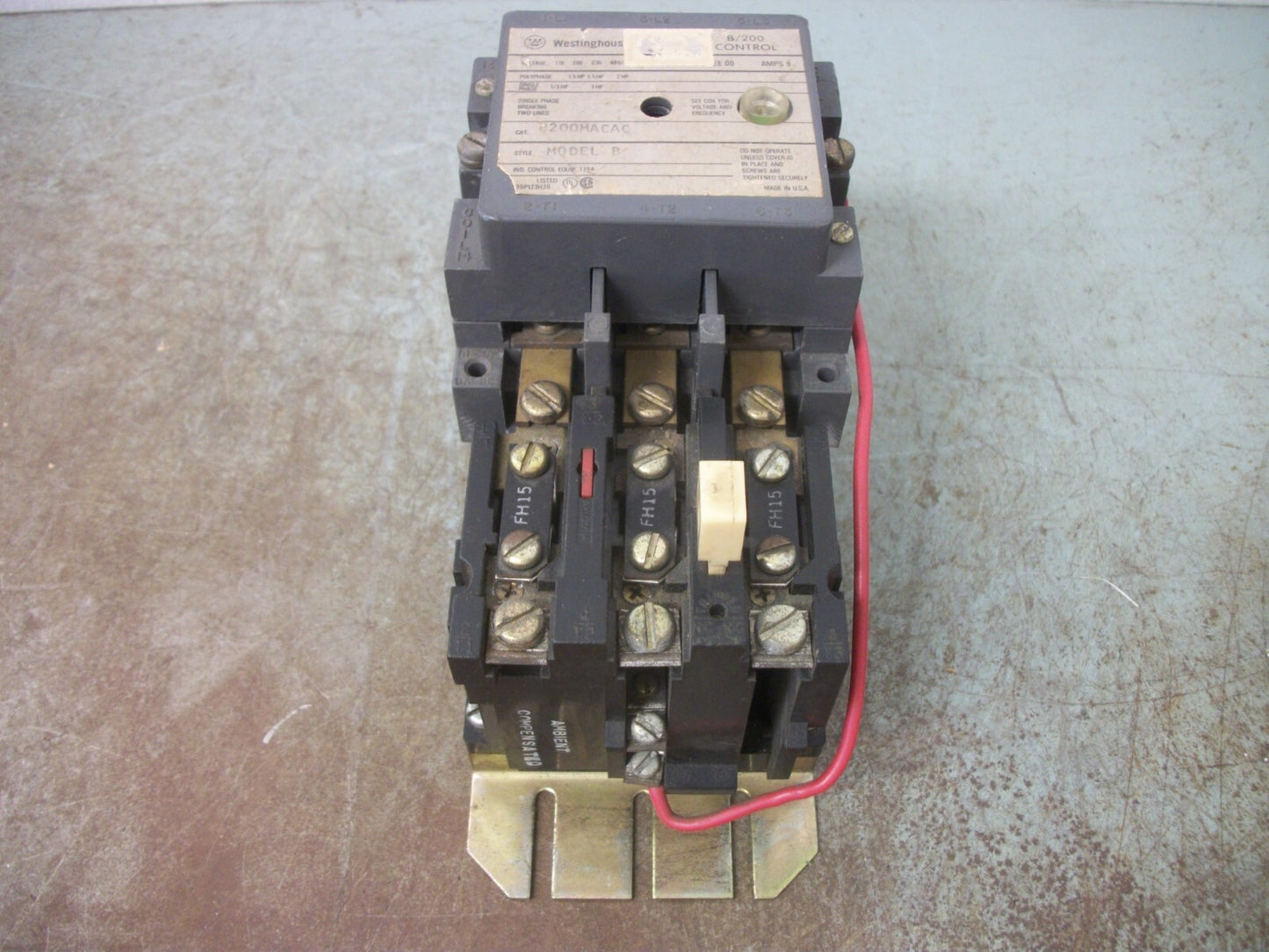 WESTINGHOUSE SIZE 00 MOTOR STARTER A200MACAC 9AMP 120VCOIL 3PH 600V 2HP GRAY