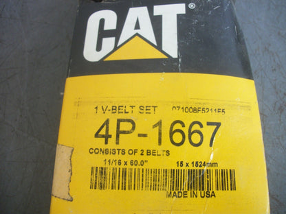 CAT SET OF 2 COGGED V-BELTS 4P-1667 NEW