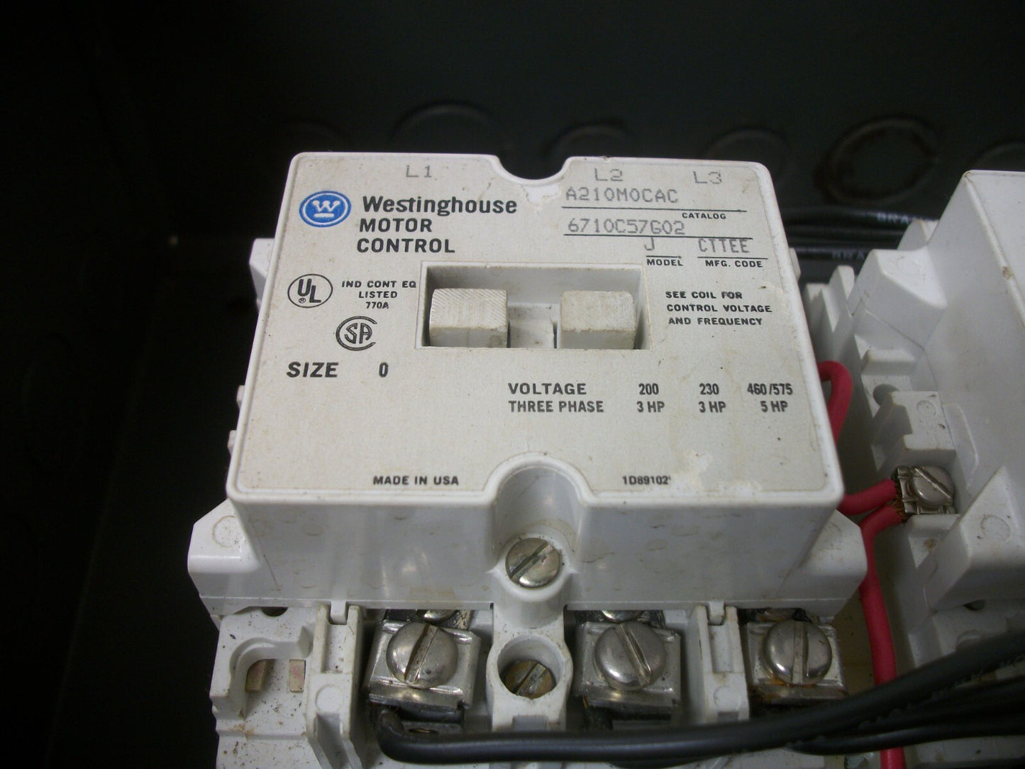 WESTINGHOUSE ENCL REV SIZE 0 MOTOR STARTER A210M0CAC 240VCOIL 3PH 600V 5HP