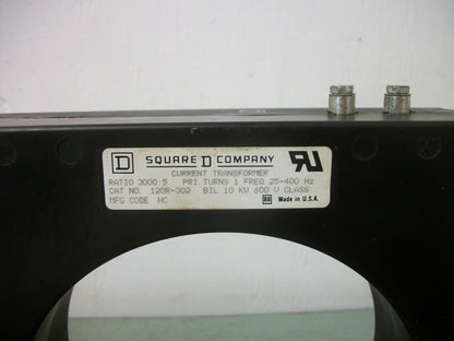 SQUARE D 3000:5 RATIO CURRENT TRANSFORMER 120R-302 NOB