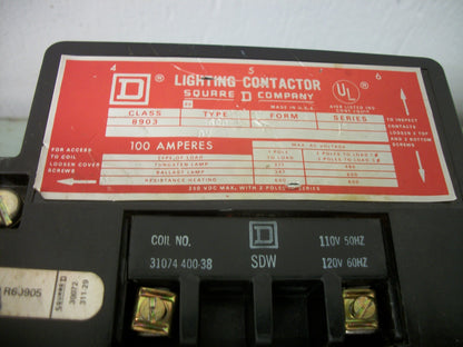 SQUARE D 100AMP 3POLE LIGHTING CONTACTOR 8903SQO2 120VCOIL