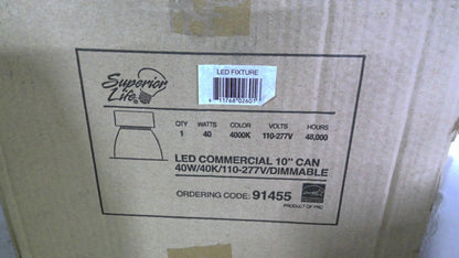 SUPERIOR LIFE 40W LED 10" COMMERCIAL CAN 91455 110-277V 4050 LUMEN 4000K NIB