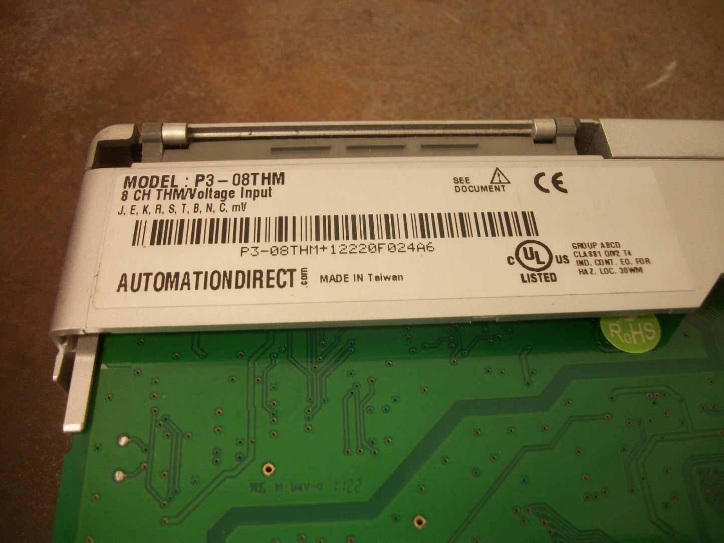 AUTOMATION DIRECT 8-CHANNEL THERMOCOUPLE VOLTAGE INPUT MODULE P3-08THM