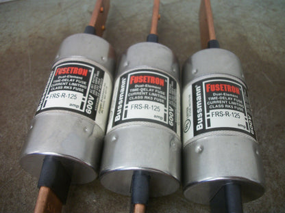 BUSSMANN LOT OF 3 FUSETRON FUSES FRS-R-125 125AMP 600VOLT