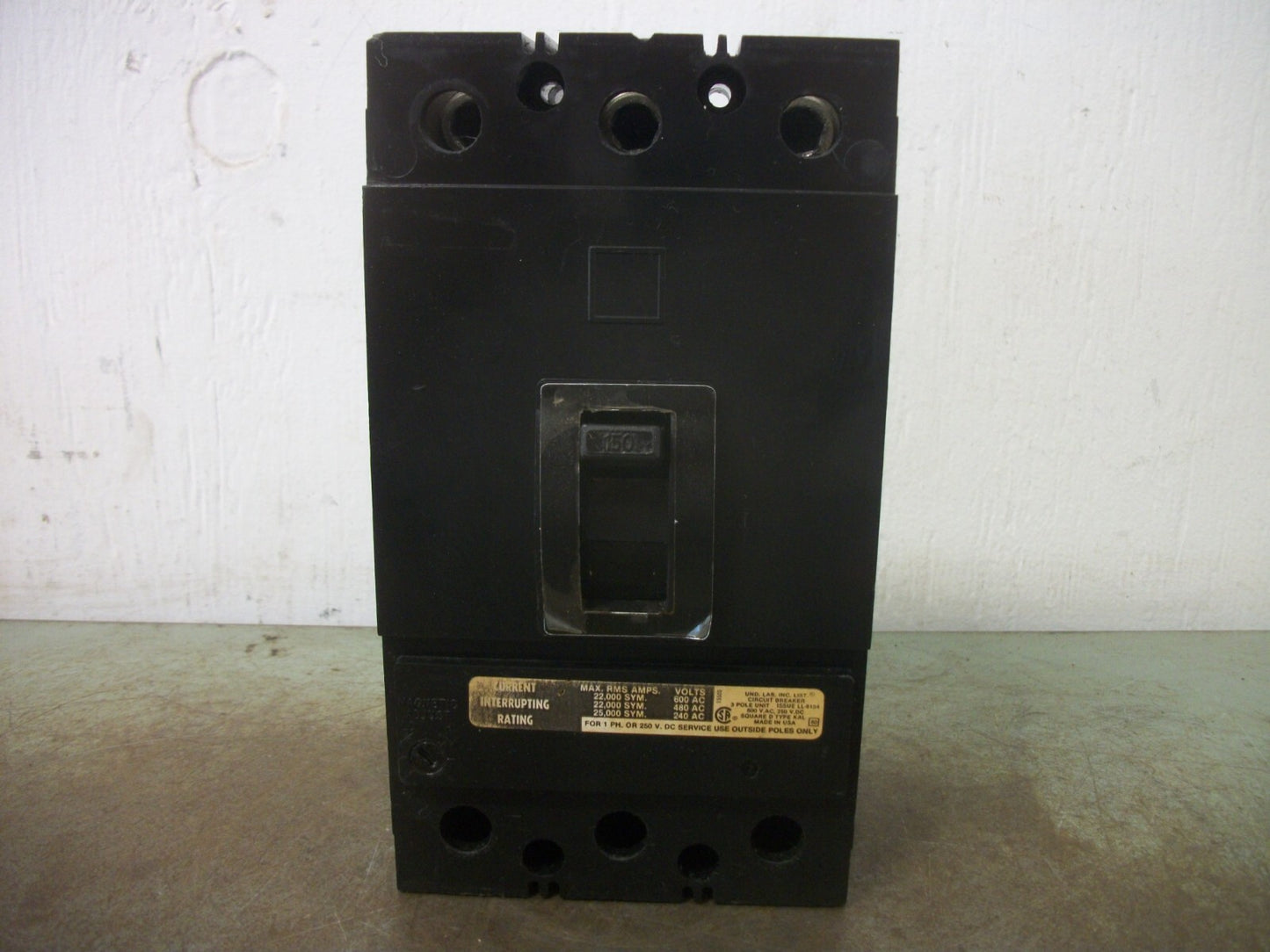 SQUARE D KAL CIRCUIT BREAKER KAL36150 150AMP 600VOLT 3POLE BLACK