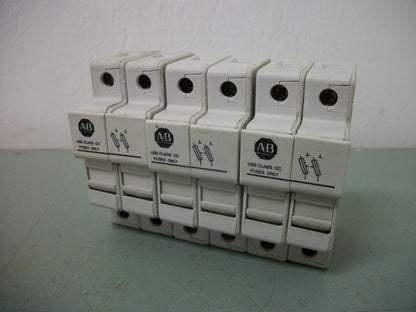 ALLEN-BRADLEY LOT OF 3 CLASS CC FUSEHOLDERS 1492-FB2C30 30AMP 600VOLT 2POLE