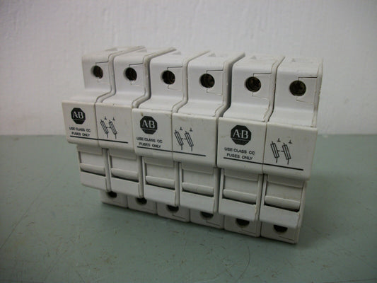 ALLEN-BRADLEY LOT OF 3 CLASS CC FUSEHOLDERS 1492-FB2C30 30AMP 600VOLT 2POLE