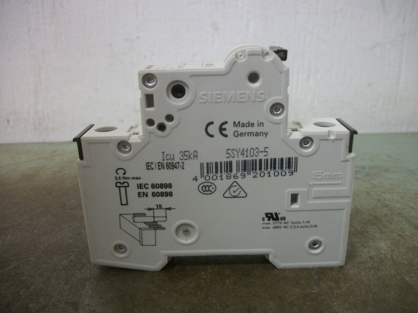 SIEMENS MINI CIRCUIT BREAKER 5SY41MCBA3 5SY4103-5 3AMP 400VOLT 1POLE