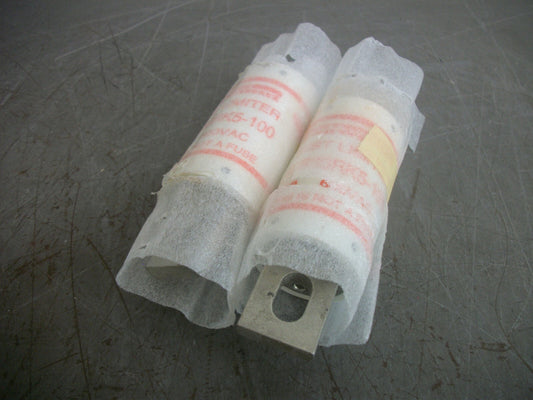 FERRAZ-SHAWMUT LOT OF 2 TEST LIMITER FUSES TLS30RK5-100 30AMP 600VOLT NOB