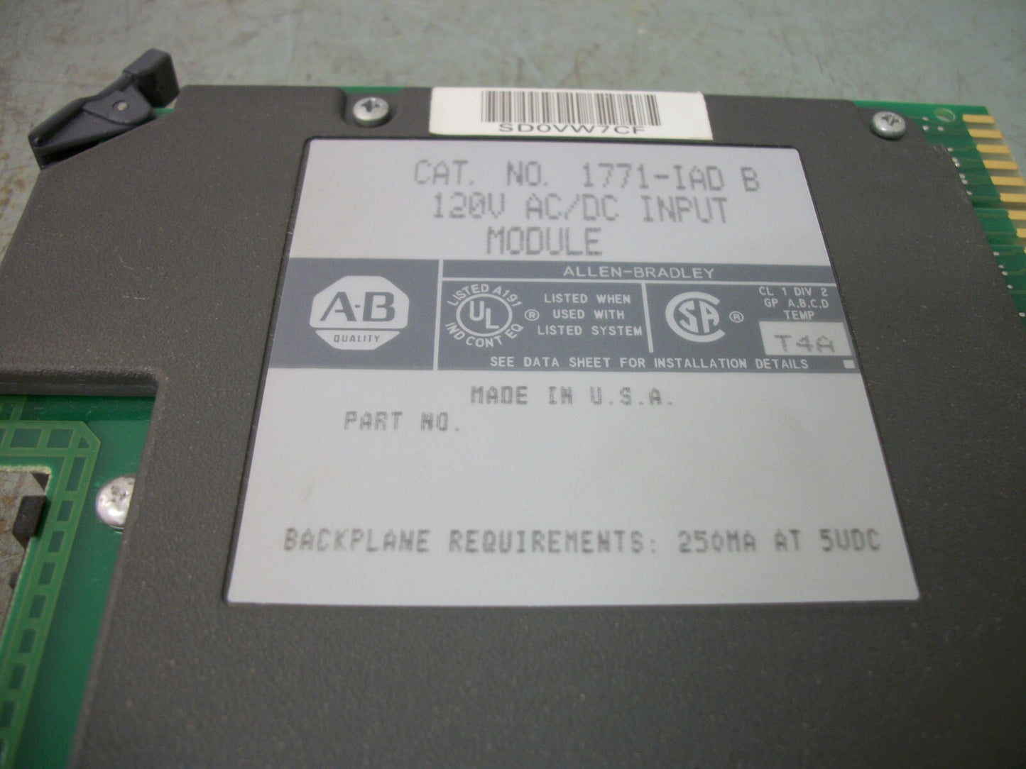 ALLEN-BRADLEY 120V AC/DC INPUT MODULE 1771-IAD/B