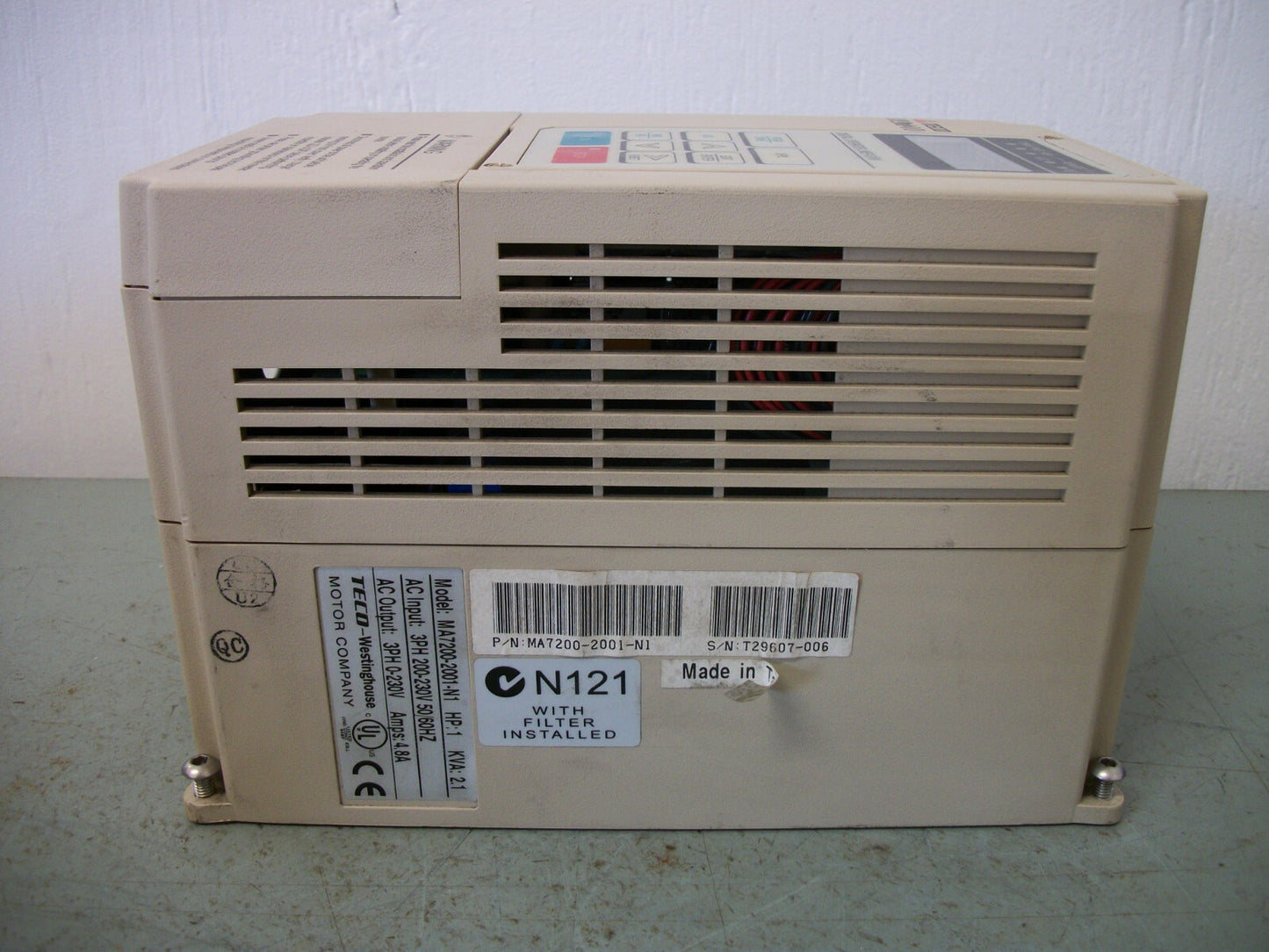 TECO MA7200 1HP ADJUSTABLE SPEED DRIVE MA7200-2001-N1 230VOLT 4.8AMP 3PH