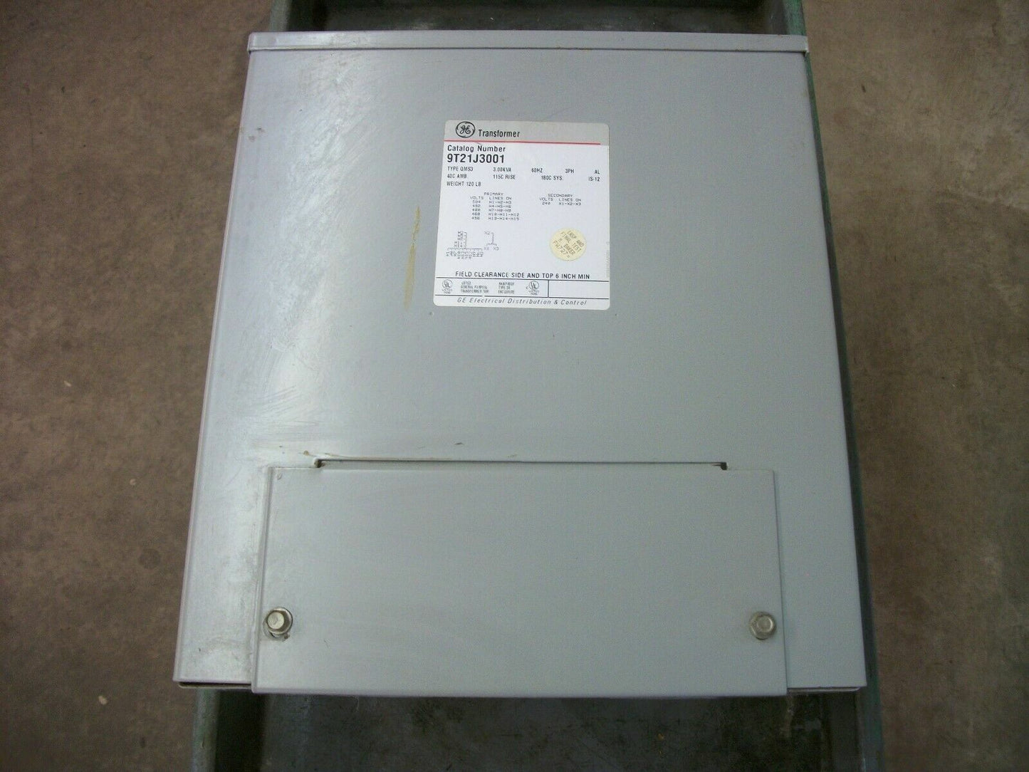 GE 3KVA 3PH TRANSFORMER 9T21J3001 HV 480 LV 240