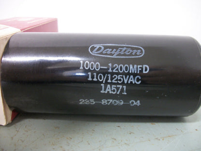 DAYTON CAPACITOR 1A571 1000-1200MFD 110/125VAC NIB
