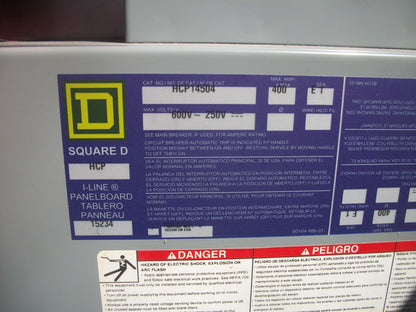 SQUARE D HCP I-LINE LOAD CENTER PANELBOARD HCP14504 400AMP 600VOLT 3PH NOB