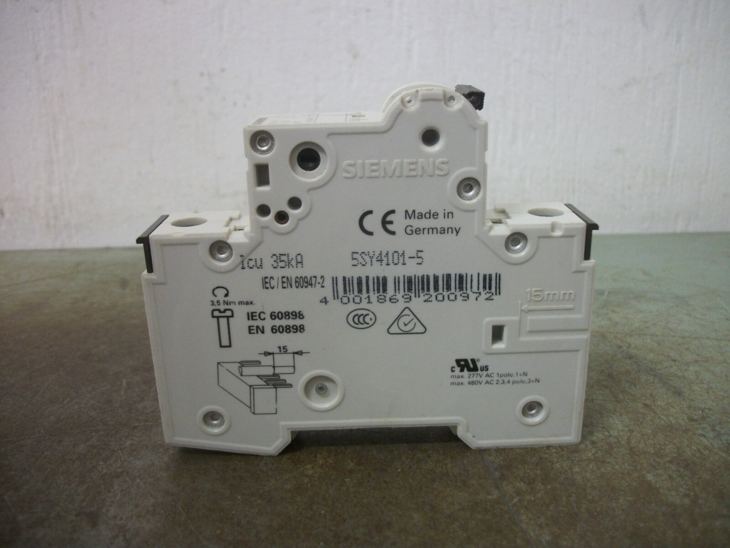 SIEMENS MINI CIRCUIT BREAKER 5SY41MCBA1 5SY4101-5 1AMP 400VOLT 1POLE