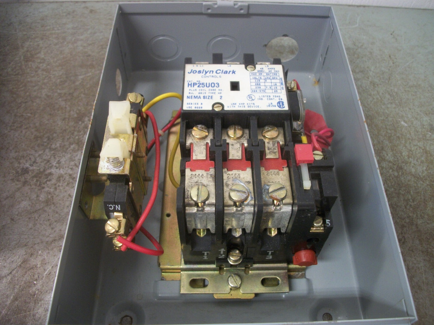 JOSLYN CLARK ENCL SIZE 2 MOTOR STARTER HP25U03 240VCOIL 45AMP 600VOLT 3PH 25HP