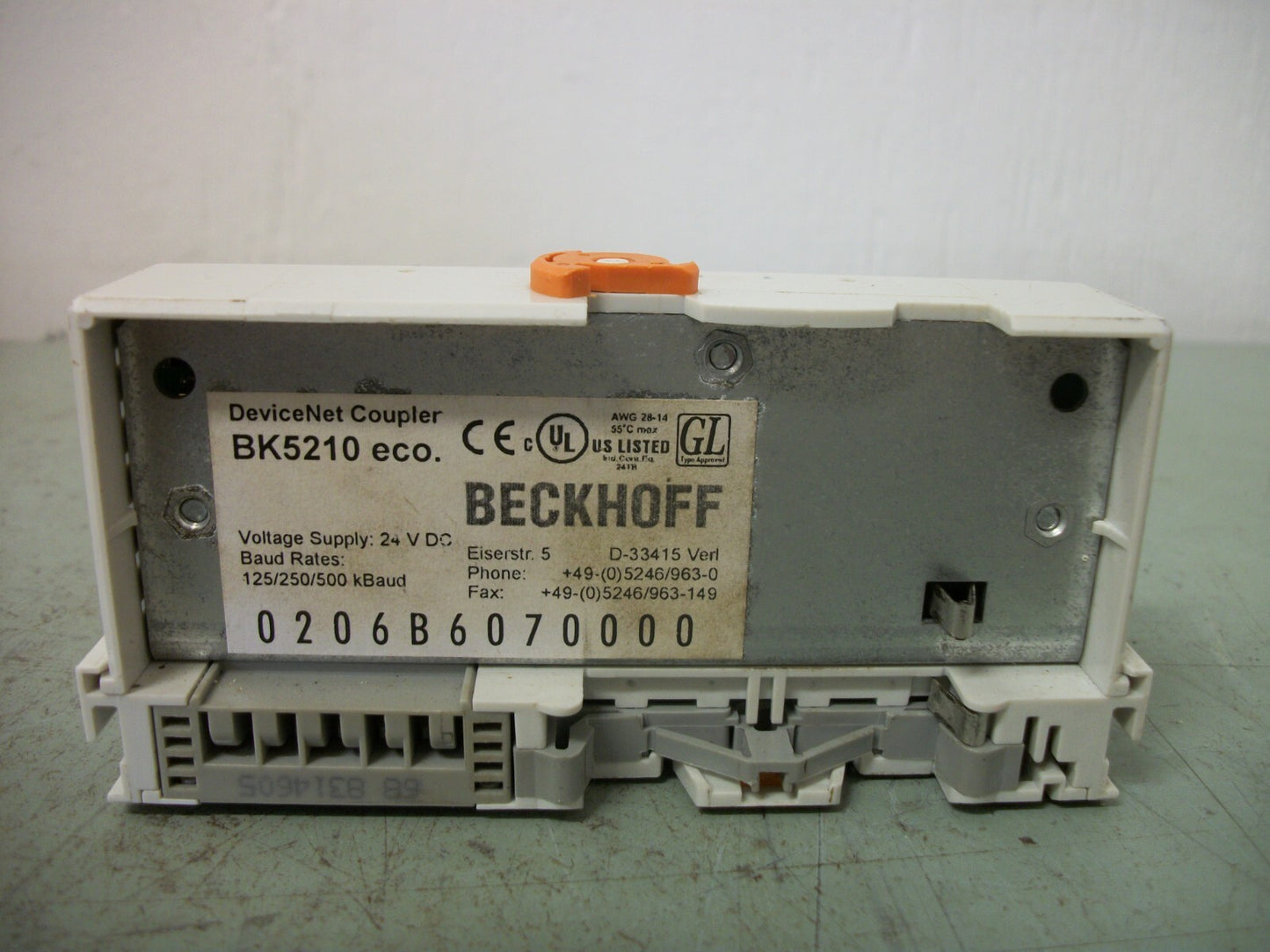 BECKHOFF DEVICENET COUPLER BK5210 USED