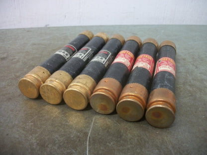 BUSSMANN LOT OF 6 FUSETRON FUSES FRS-R-10 10AMP 600VOLT