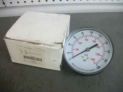 VALUE BRAND 3-1/2" PNEUMATIC PRESSURE GAUGE 4FMG6 0-200PSI NIB