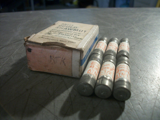 GOULD SHAWMUT BOX OF 6 AMP-TRAP FUSES ATM1-1/2 1-1/2AMP 600VOLT NIB