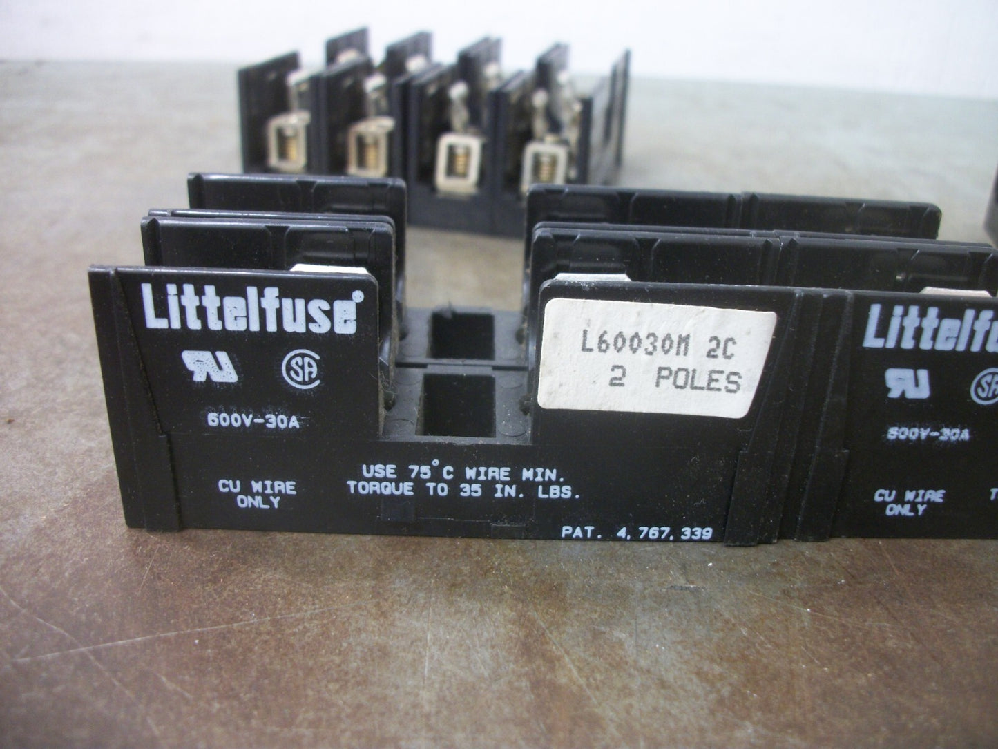 LITTELFUSE LOT OF 5 CLASS CC FUSEHOLDERS L60030M-2C 30AMP 600VOLT 2POLE