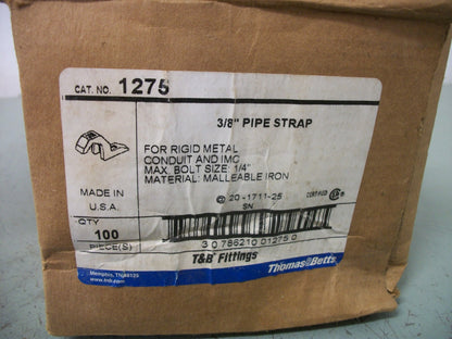 THOMAS & BETTS BOX OF 94 3/8" PIPE STRAPS FOR RIGID METAL CONDUIT NIB