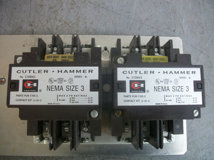 CUTLER-HAMMER SIZE 3 REV CONTACTOR C10EN3 90AMP 480VCOIL 3PH 600V 50HP