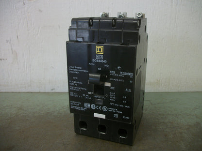 SQUARE D EGB CIRCUIT BREAKER EGB34040 40AMP 480VOLT 3POLE