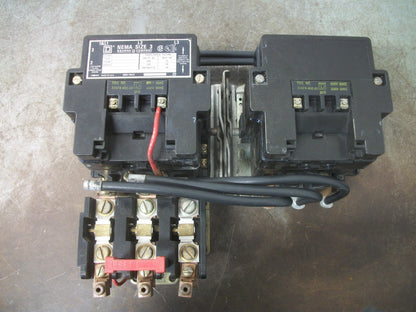 SQUARE D SIZE 3 REV MOTOR STARTER 8736SEO2 600VCOIL 3PH 600V 50HP