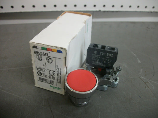 TELEMECANIQUE RED MOMENTARY PUSHBUTTON XB4BA42 NIB