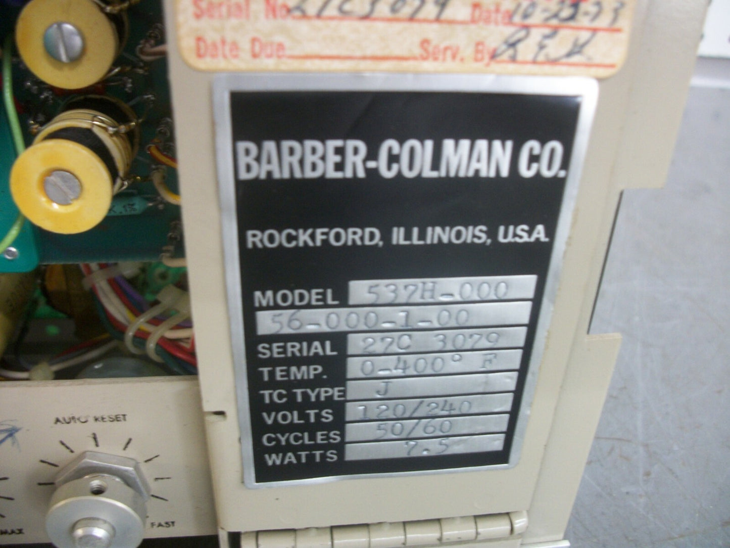 BARBER-COLMAN TEMPERATURE CONTROLLER 537H-000 56-000-1-00 0-400 DEG F 120/240V