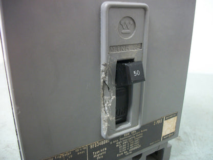WESTINGHOUSE HFB CIRCUIT BREAKER HFB3480ML 50AMP 600VOLT 3POLE CHIPPED