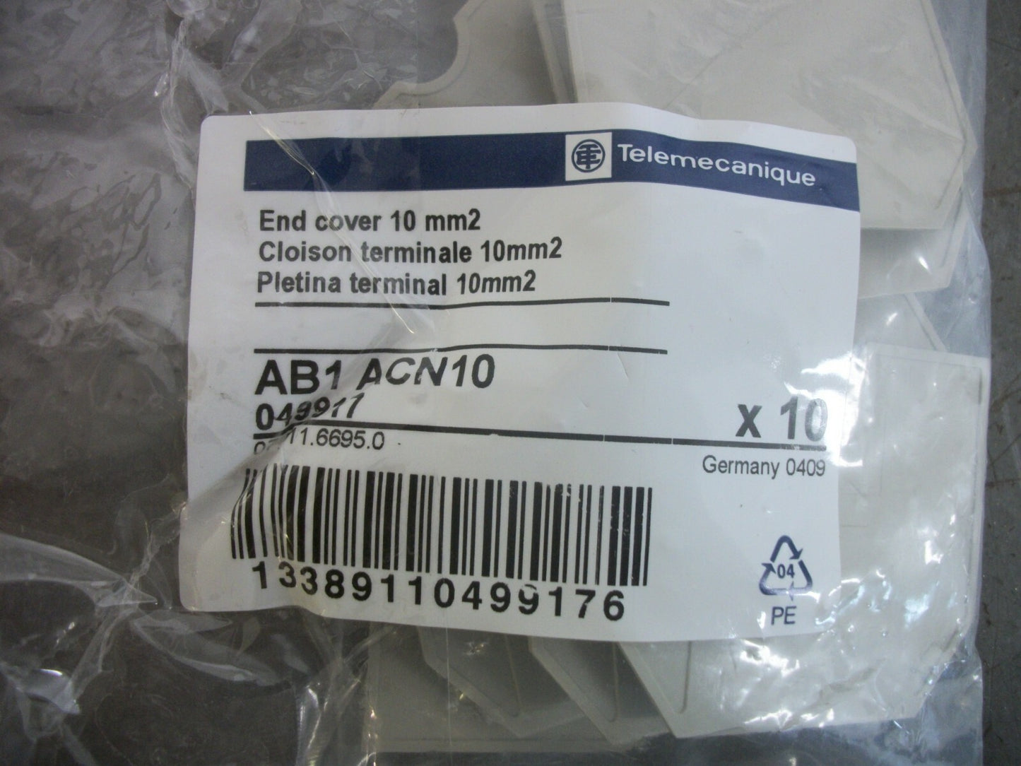 TELEMECANIQUE BAG OF 10 10mm2 END COVERS AB1ACN10 NEW