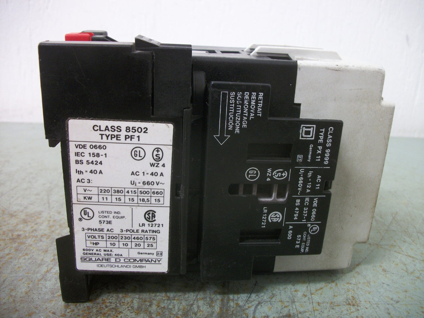 SQUARE D CONTACTOR 8502PF1.11 40AMP 120VCOIL 3PH 600V 25HP