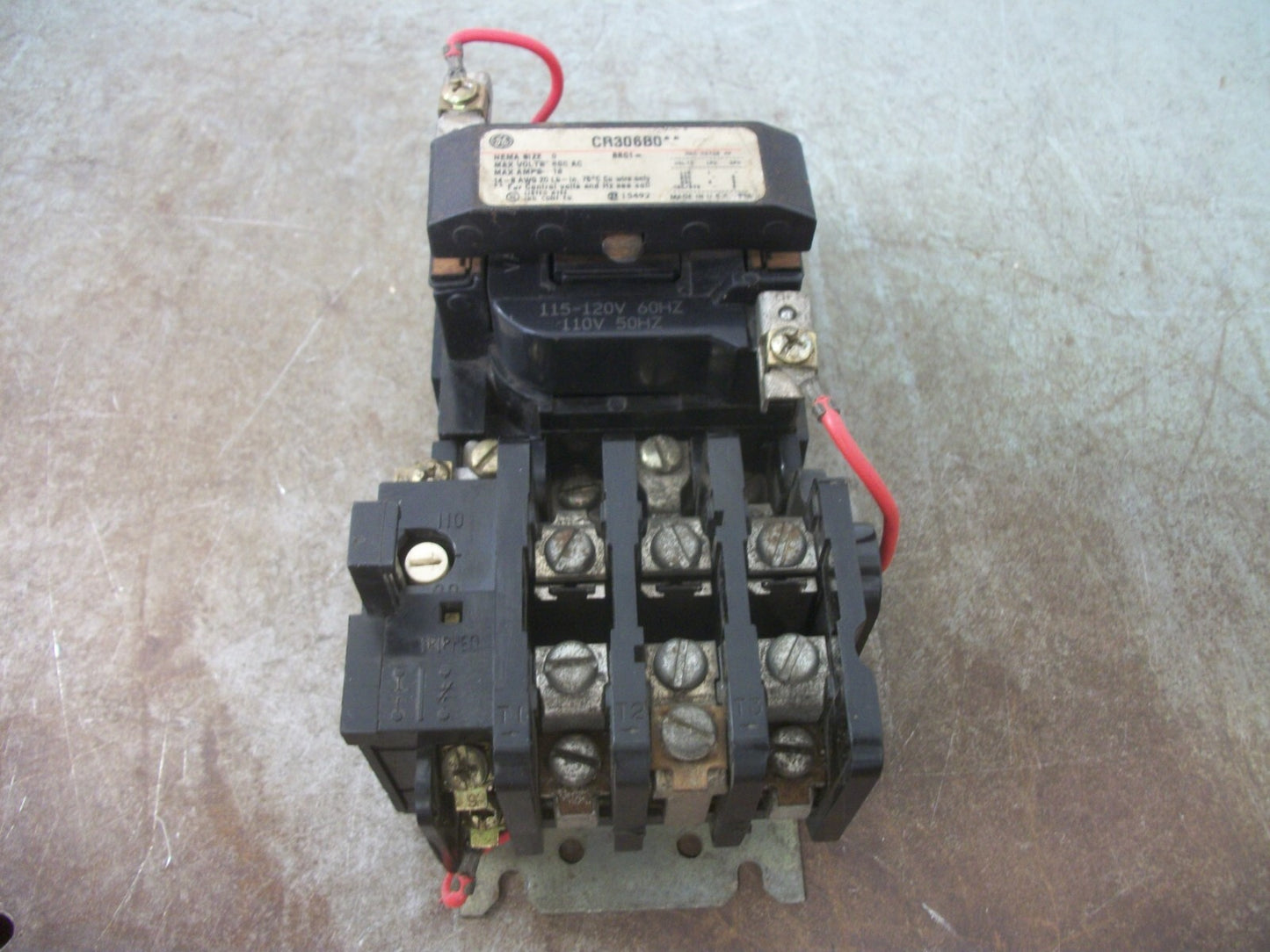 GE SIZE 0 MOTOR STARTER CR306B0** 18AMP 120VCOIL 3PH 600V 5HP NOB