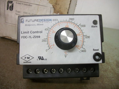 FUTURE DESIGN CONTROLS ANALOG TEMPERATURE LIMIT CONTROLLER FDC-7L-Z259 NIB