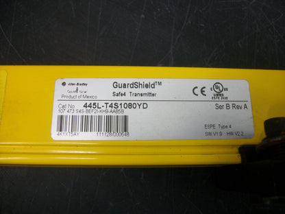 ALLEN-BRADLEY GUARDSHIELD SAFE4 LIGHT CURTAIN TRANSMITTER 445L-T4S1080YD