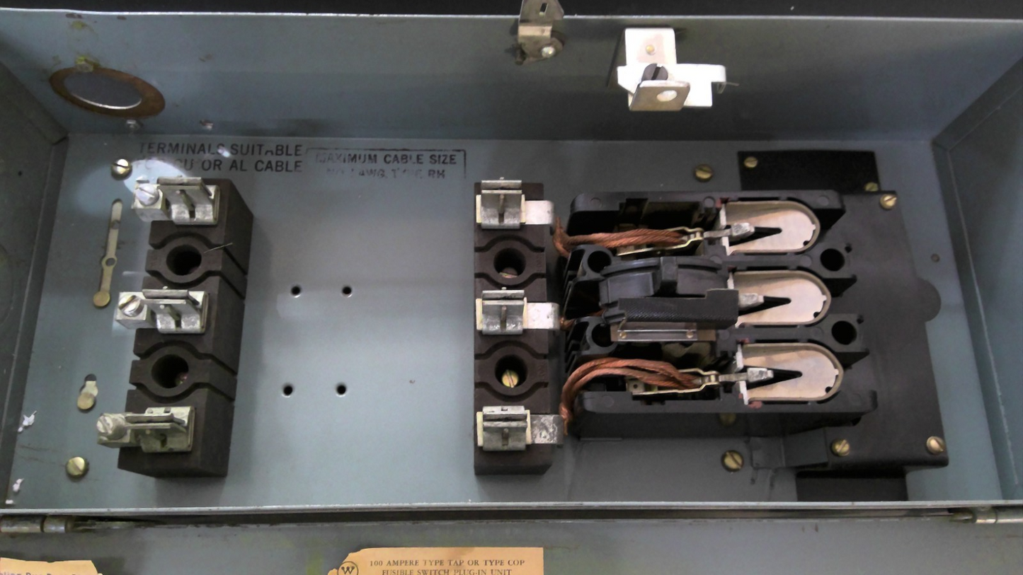 WESTINGHOUSE FUSIBLE BUS PLUG TAP363 100AMP 600VOLT 3POLE